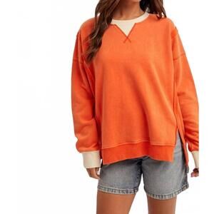 NEW HEM & THREAD color block snow wash oversized sweatshirt in orange